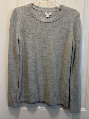 Old Navy Women’s Sweater Small Gray Glittery Crew Neck Long Sleeve Academia